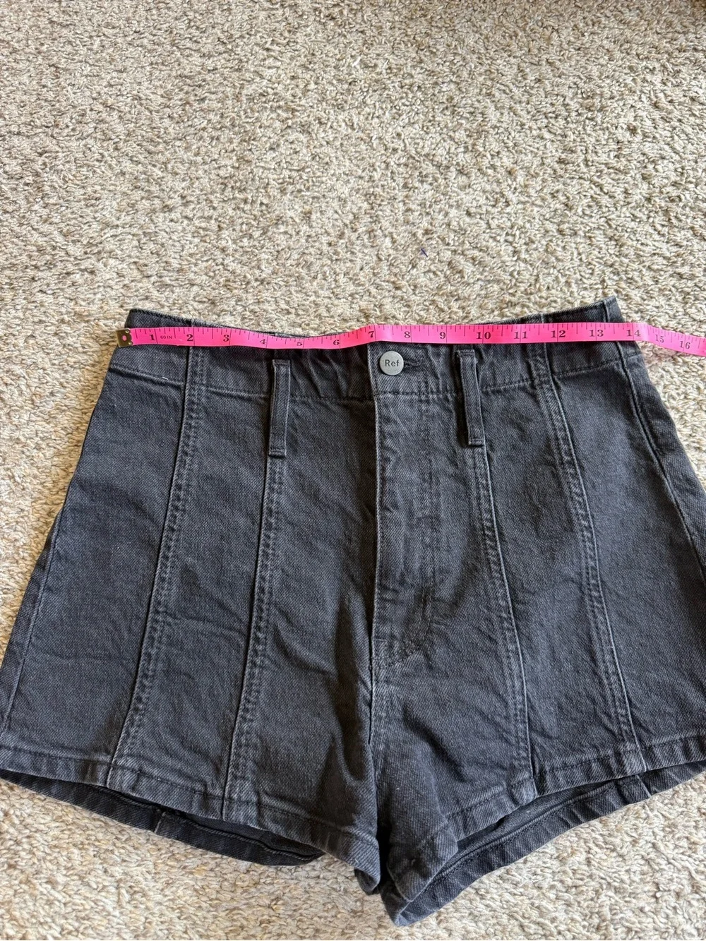 Reformation Eva Black Denim Shorts